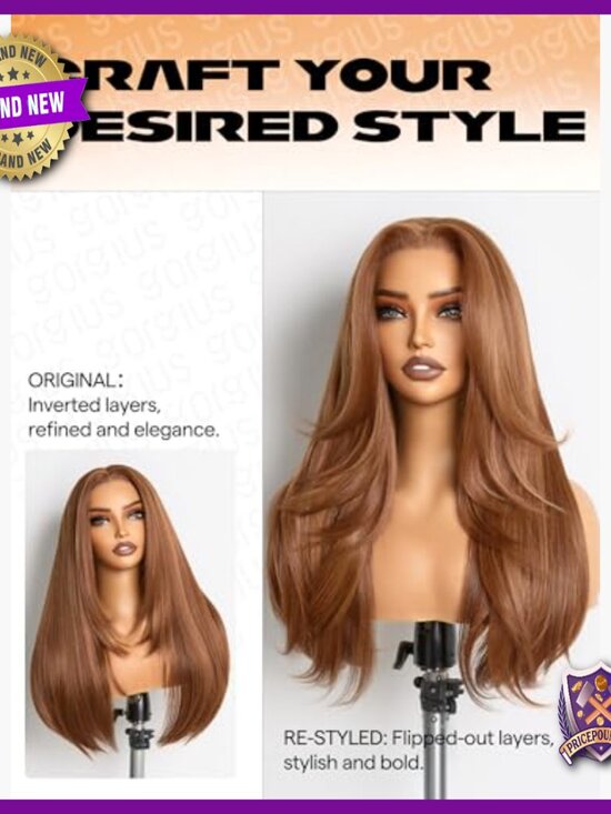 Straight Layered Lace Front Wig, Heat-Resistant Synthetic, Glueless Design main image 7